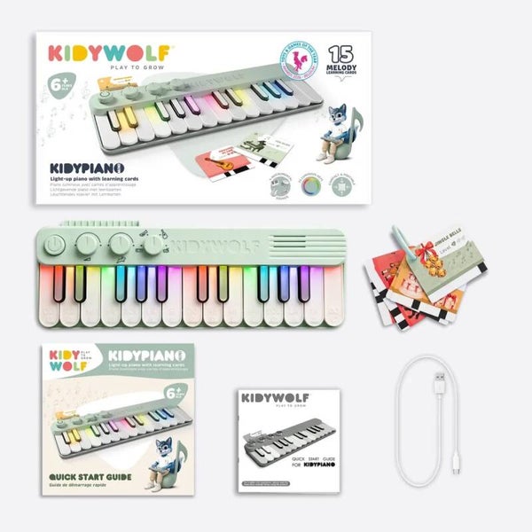 KIDYWOLF KIDYPIANO: Piano met Lichtgevende Toetsen en Leerkaarten