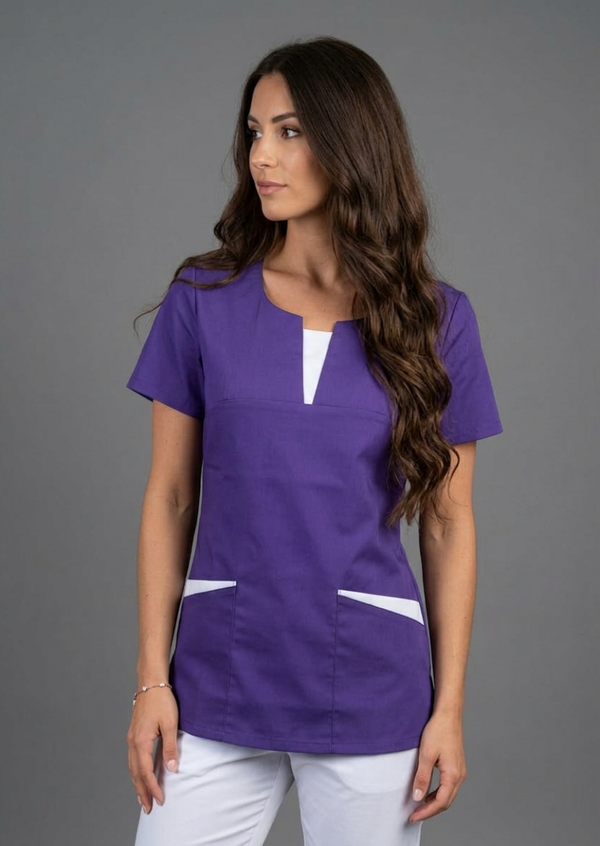 Kasack, Damenkasack, IRIS, lila mit weißen Einsätzen