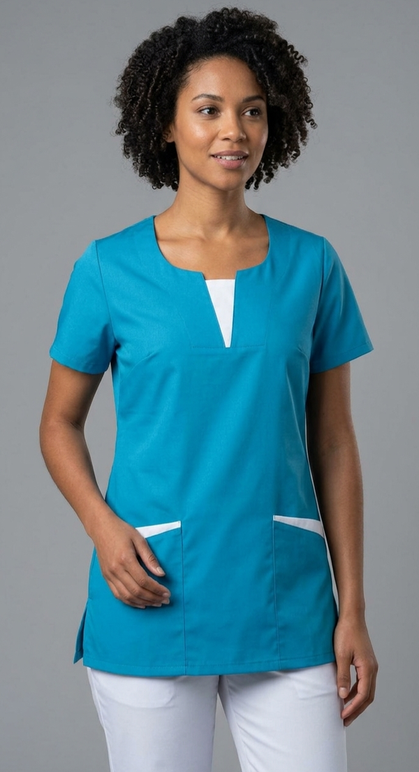 Kasack, Damenkasack, IRIS, azzuro mit weißen Einsätzen