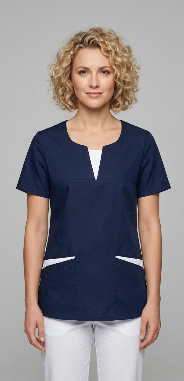 Kasack, Damenkasack, IRIS, navy mit weißen Einsätzen