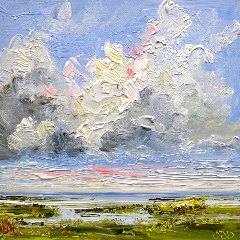 Summer space, oil on panel, 14 x 14 cm, 2026. Also this little painting "New tides" is on the road to Museum Møhlmann. It is one of the eight small 14 x 14 cm paintings that will soon be on display during the miniature exhibitions. The exhibition runs fro