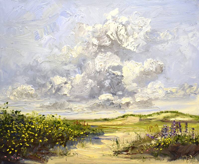 Waiting for the foxes, oil on canvas, 40 x 50 cm, 2024. (Gallery Gloria)