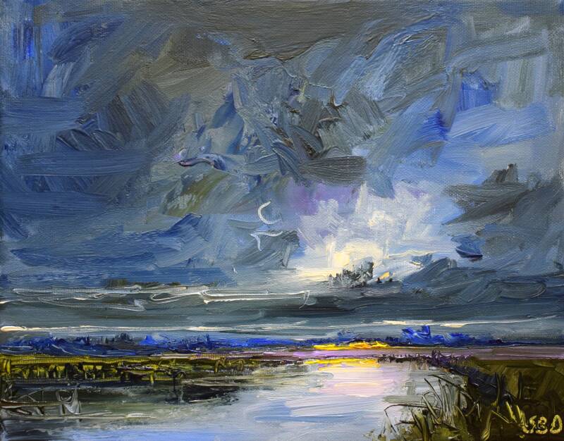 Alone in the dark, oil on canvas, 24 x 30 cm, 2020. 