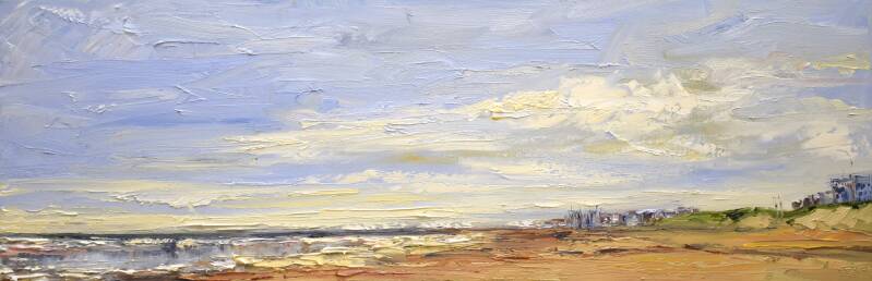 Silent beach, oil on canvas, 30 x 90 cm, 2021. 
