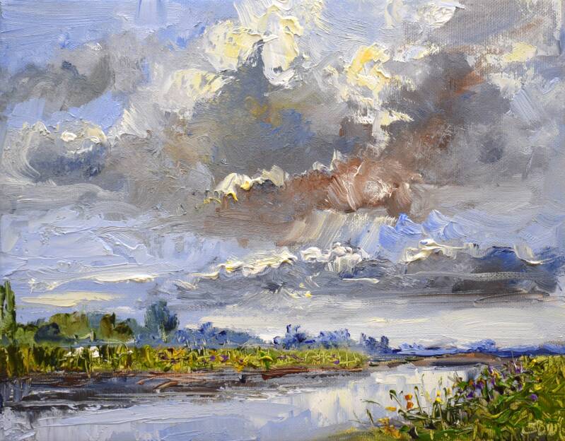 Thunder, oil on canvas, 24 x 30 cm, 2021. (SOLD)