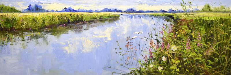 On the edge, oil on canvas, 50 x 150 cm, 2021. (SOLD)