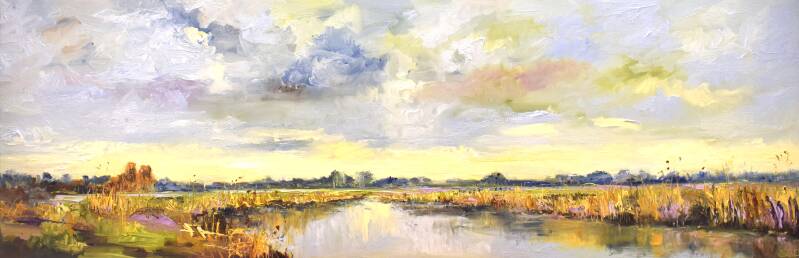 Here comes the sun, oil on canvas, 50 x 150 cm, 2020. (SOLD)