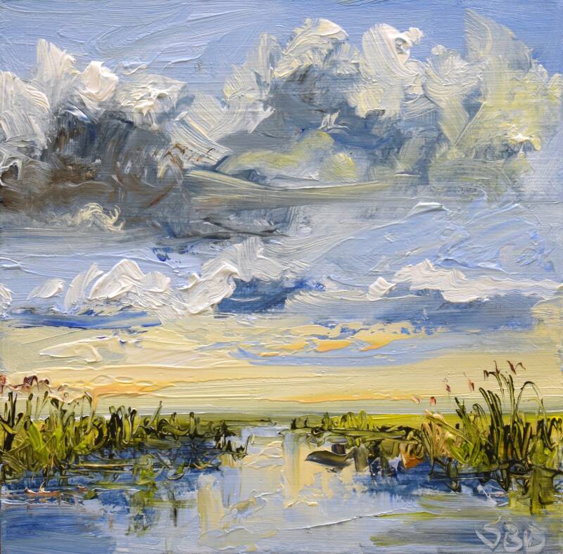 In the air, oil on panel, 14 x 14 cm, 2021. Museum Møhlmann (SOLD)
