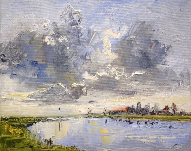 Aan de IJssel, oil on canvas, 24 x 30 cm, 2024. 