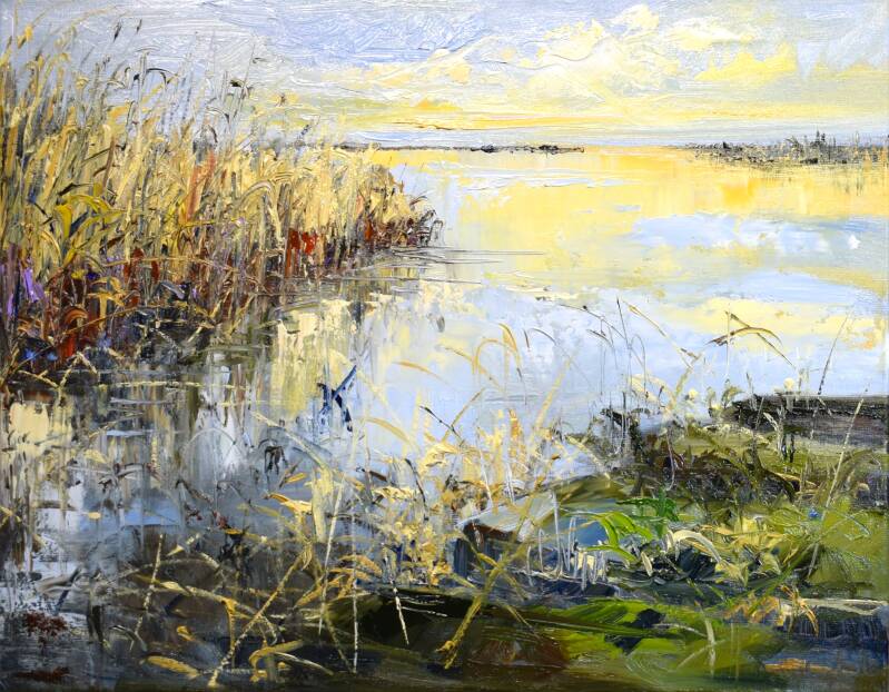 Birds are singing, oil on canvas, 30 x 90 cm, 2025. (SOLD)