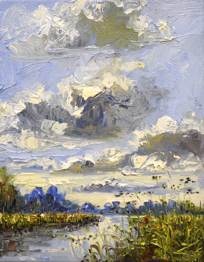 Cloud chasing, oil on canvas, 30 x 24 cm, 2022.