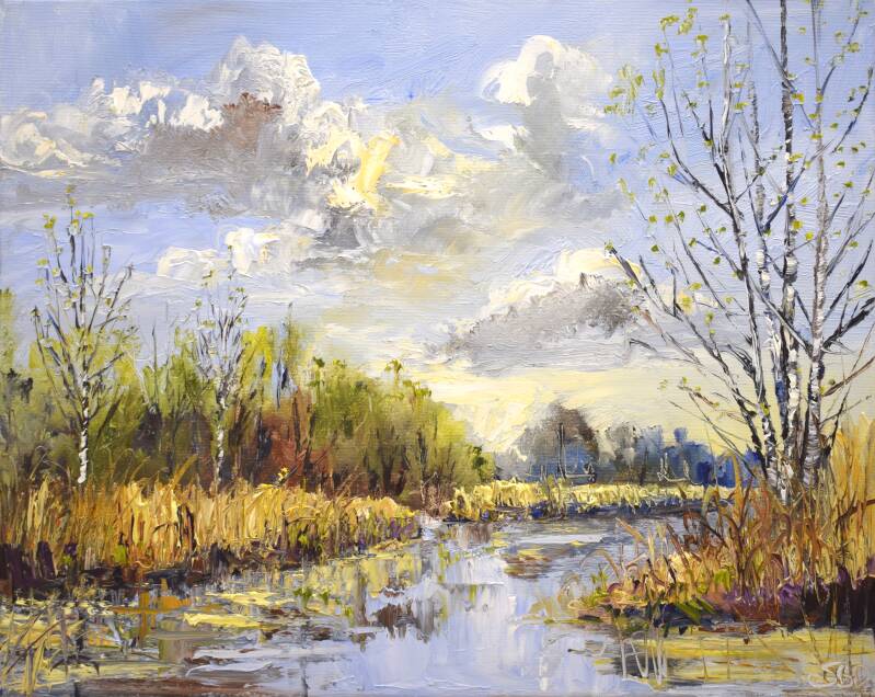 With the woodpecker, oil on canvas, 40 x 50 cm, 2022. (SOLD)