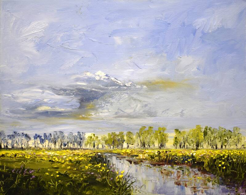 Dandelion field, oil on canvas, 40 x 50 cm, 2022. (Galerie Posthuys) 