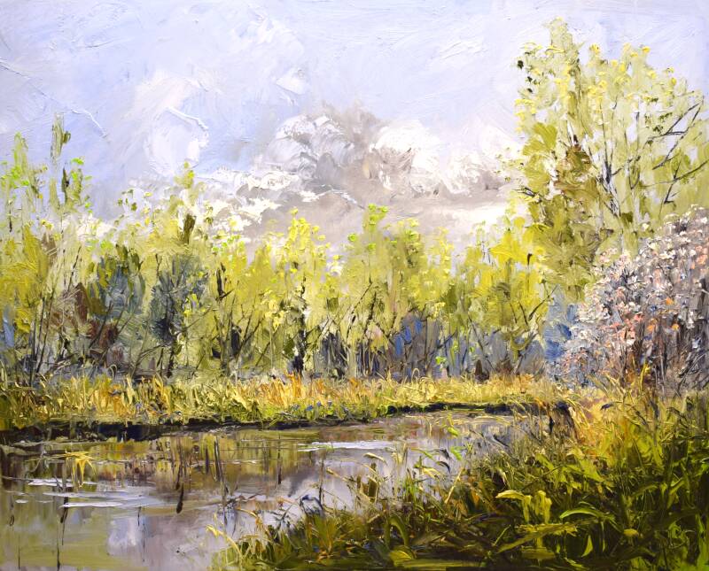 Sun, wind and paint, oil on canvas, 80 x 100 cm, 2024.  (SOLD)
