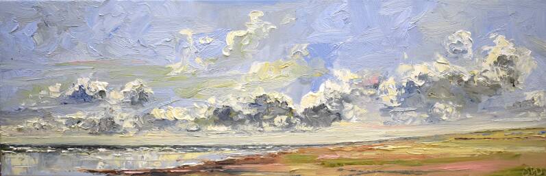 Empty beach, oil on canvas, 30 x 90 cm, 2023.