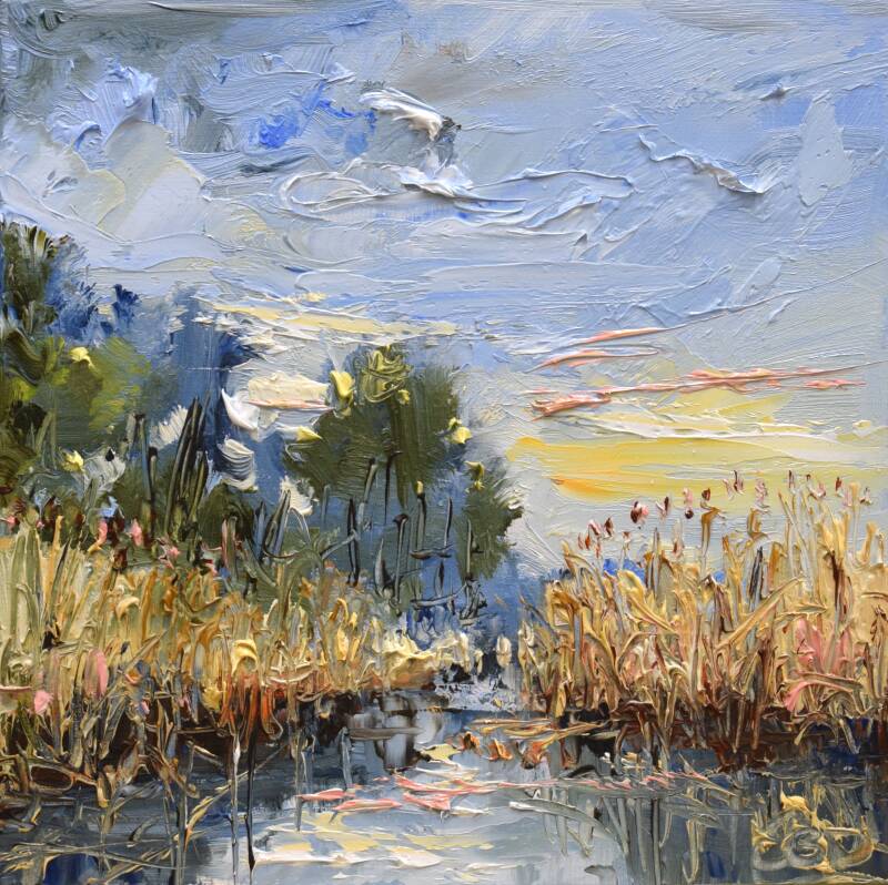Otters house, oil on panel, 14x14cm, 2023. (SOLD)