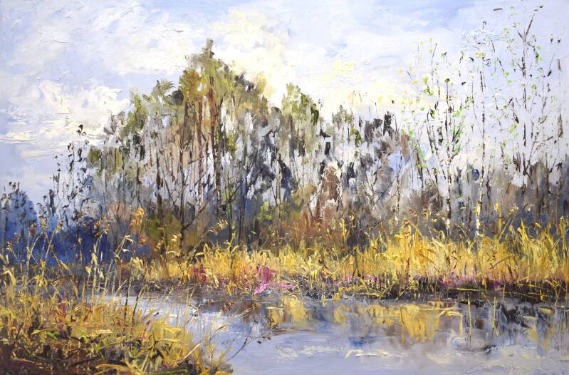 Spring is in da house, oil on canvas, 80 x 120 cm, 2022. (SOLD)