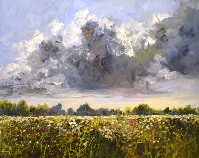 Stand the rain, oil on canvas, 80 x 100 cm, 2023.  (Galerie Bonnard)
