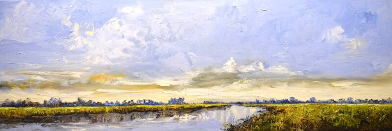 Sunshine reggae, oil on canvas, 50 x 150 cm, 2023. (SOLD)