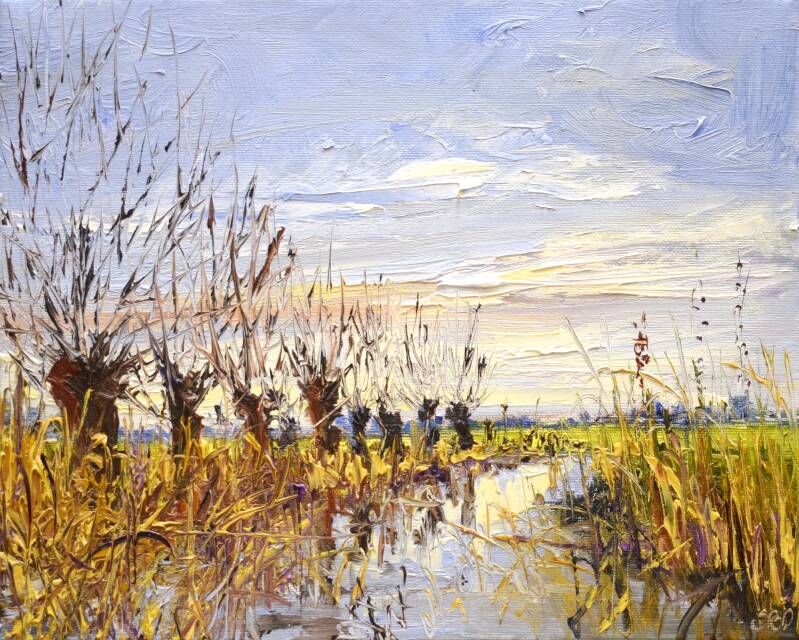 Winter sun, oil on canvas, 24 x 30 cm, 2023. (SOLD)