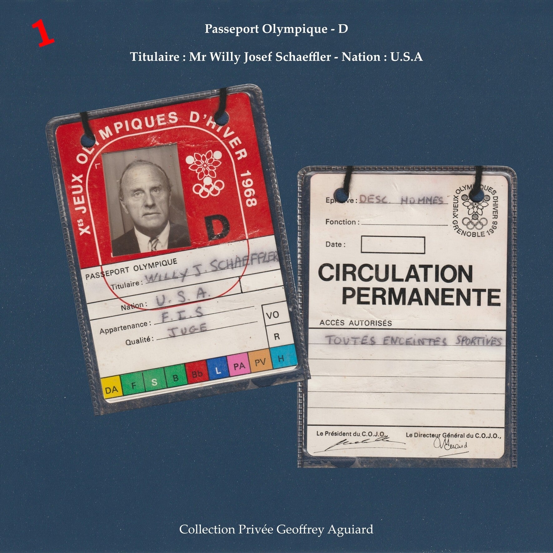 Passeport D - Mr Willy Josef Schaeffler - U.S.A - F.I.S