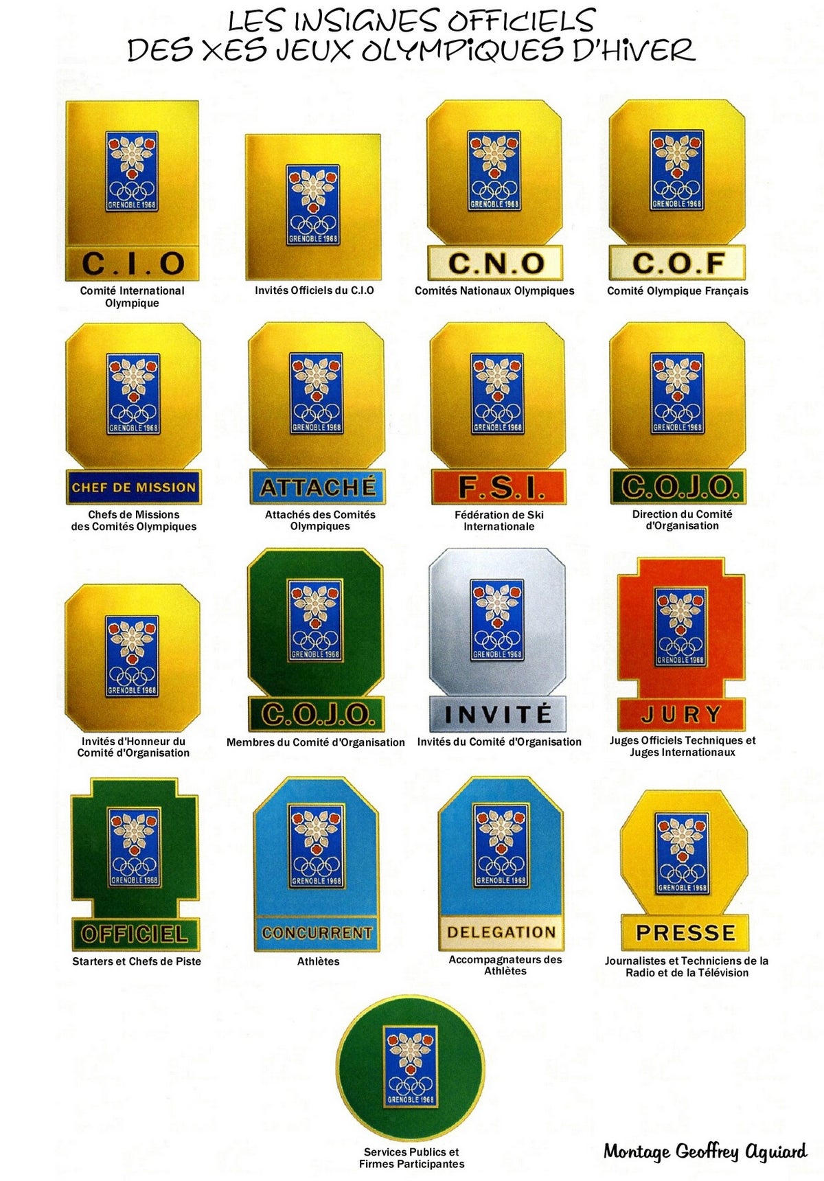 Insigne X° Jeux Olympiques D'Hiver De Grenoble 1968 Olympic Games 68 Salon International Des Sports D Hiver 24 28 2470334525
