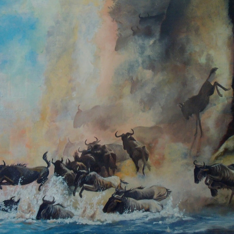 Great migration Atlas, 90x80 cm, Modern impressionism by Renata Edin