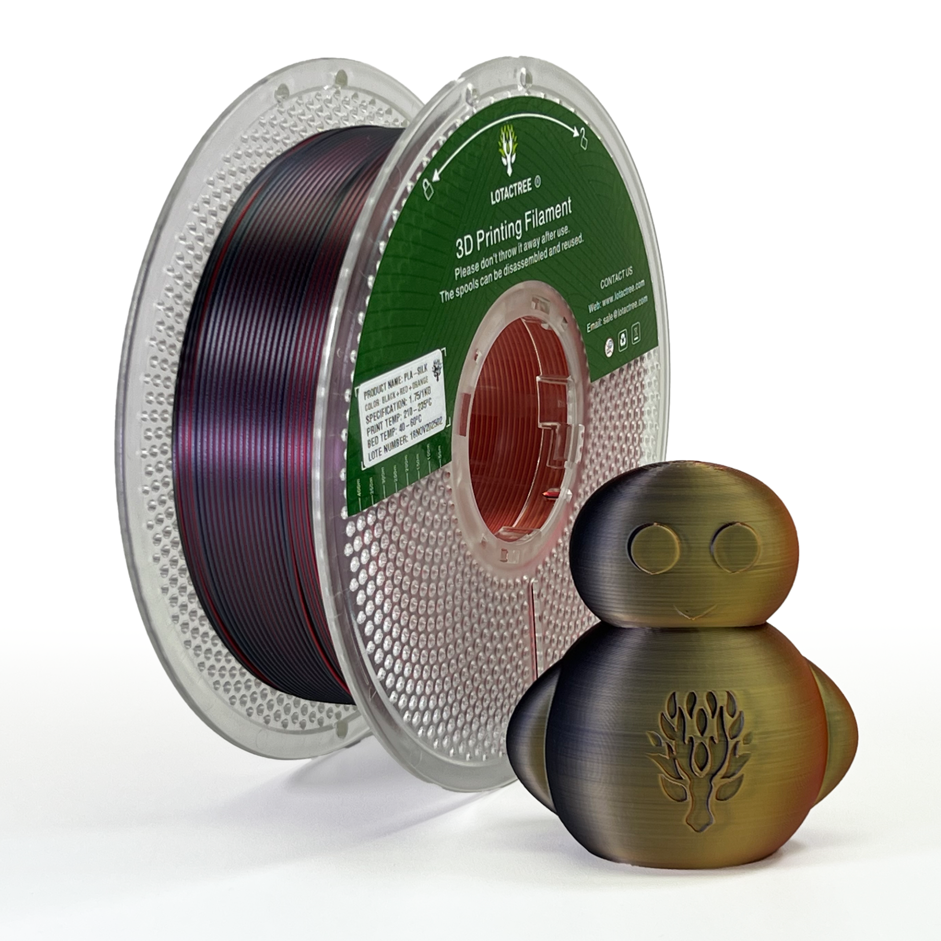 PLA Lotactree SILK 3 Color Black + Red + Orange