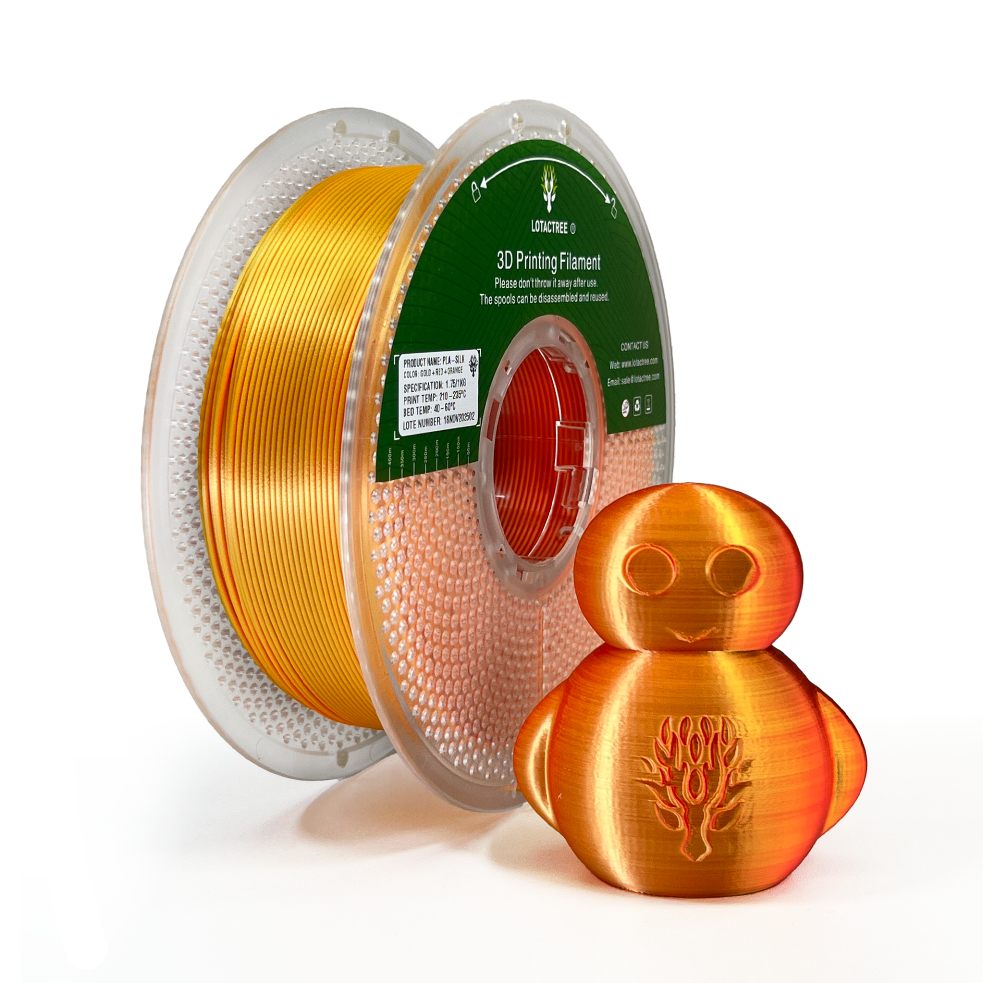 PLA Lotactree SILK 3 Color Red + Orange + Gold