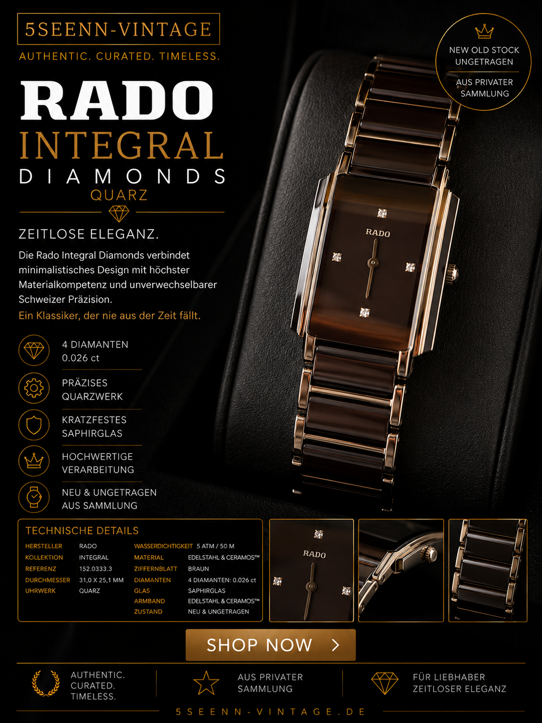 Rado Integral Diamonds Quarz 22.7 mm