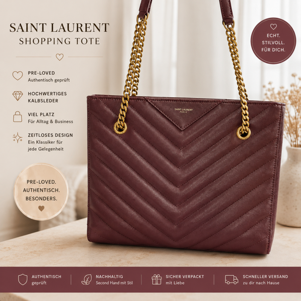 YSL Saint Laurent Tribeca S Shoulder Bag in Burgundy Leather