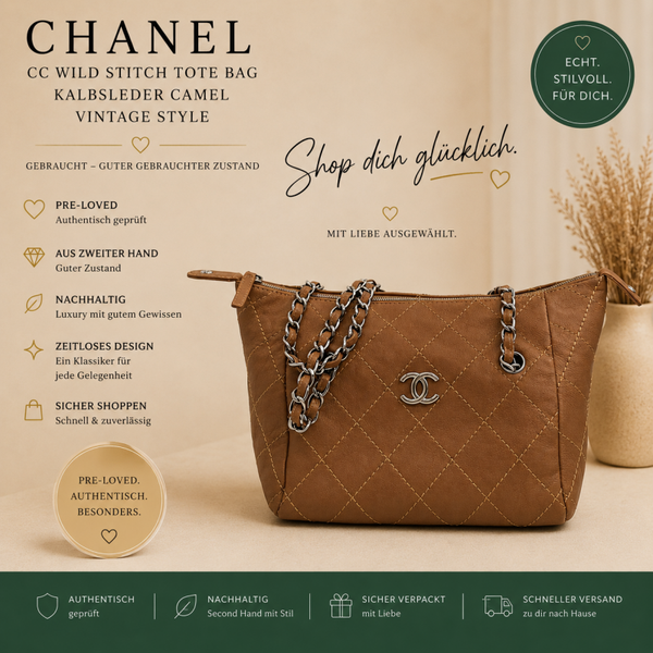 Chanel CC Wild Stitch Tote Bag Kalbsleder Tasche
