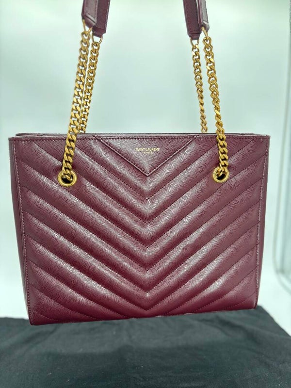YSL Saint Laurent Tribeca S Shoulder Bag in Burgundy Leather