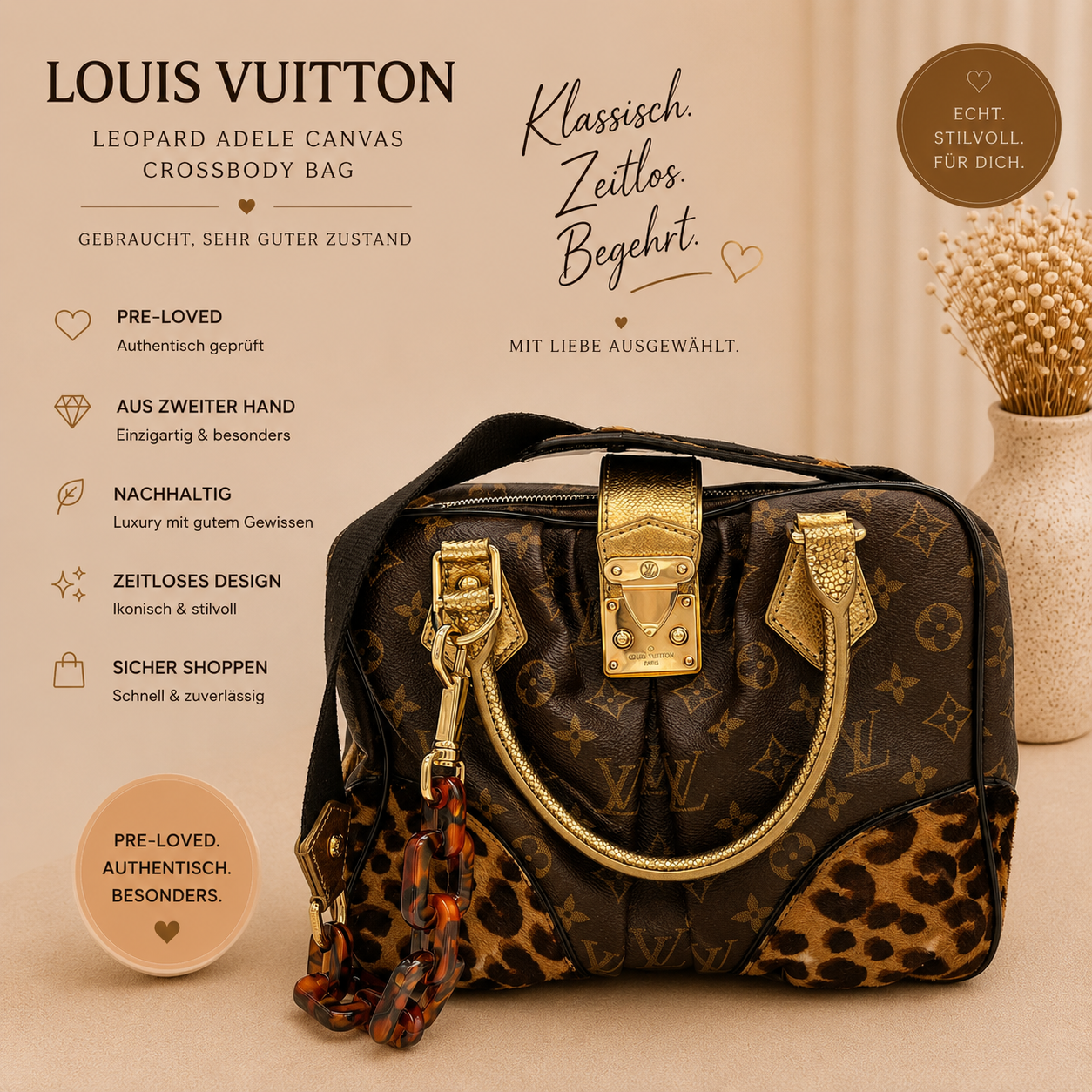 Louis Vuitton Leopard Adele Canvas Crossbody Bag