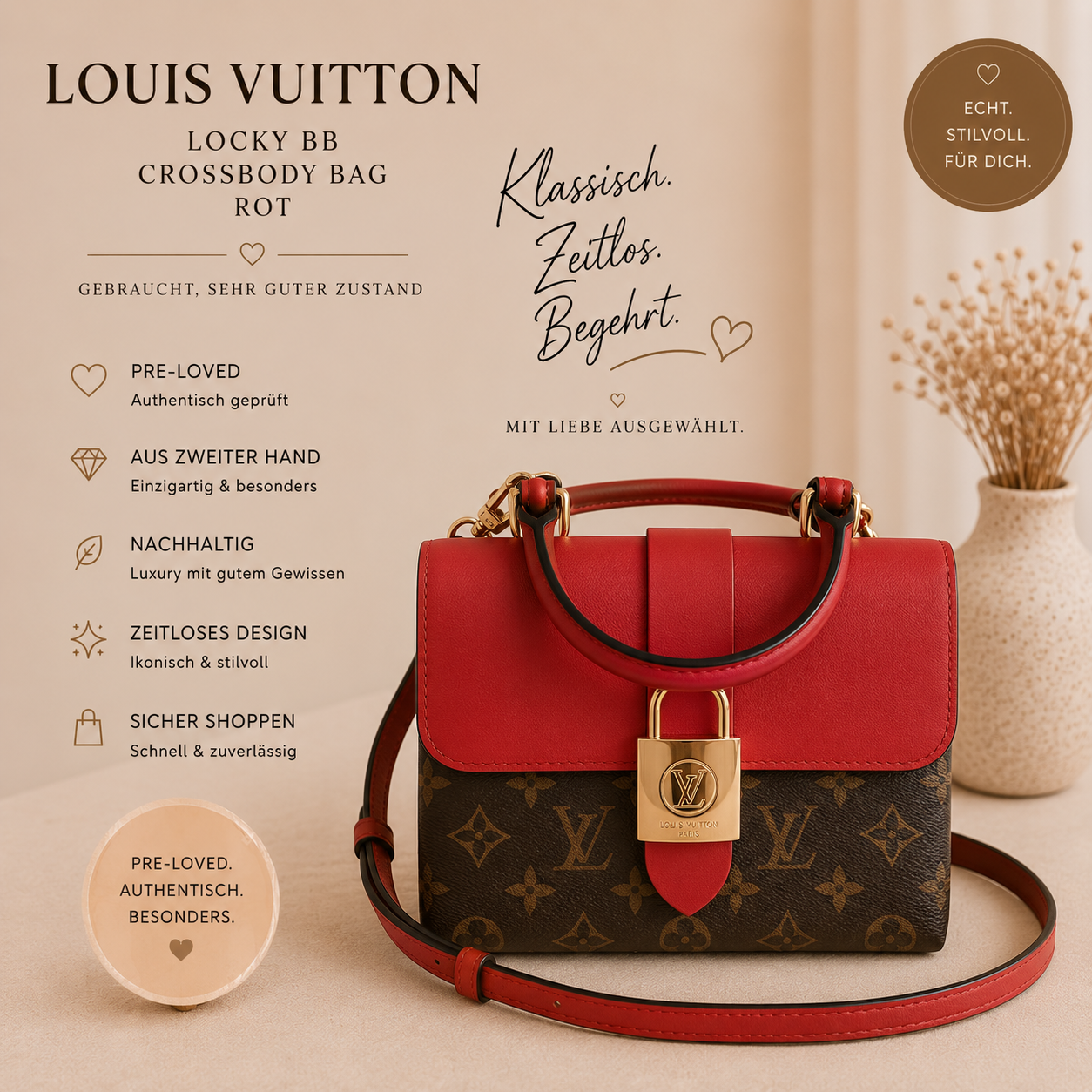Louis Vuitton Locky BB Rot Crossbody Bag