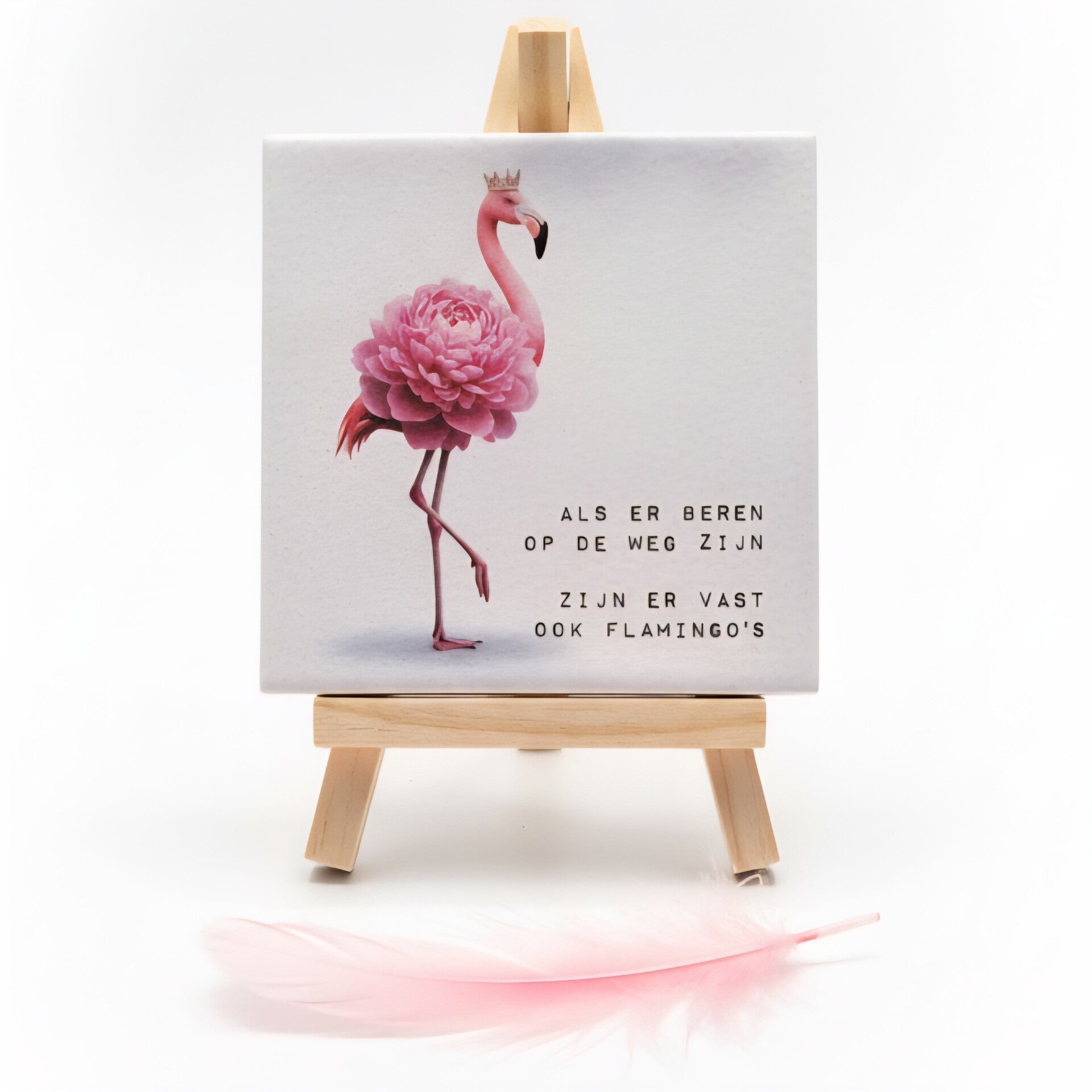 Tegeltje "Als er beren op de weg zijn, zijn er vast ook flamingo's"