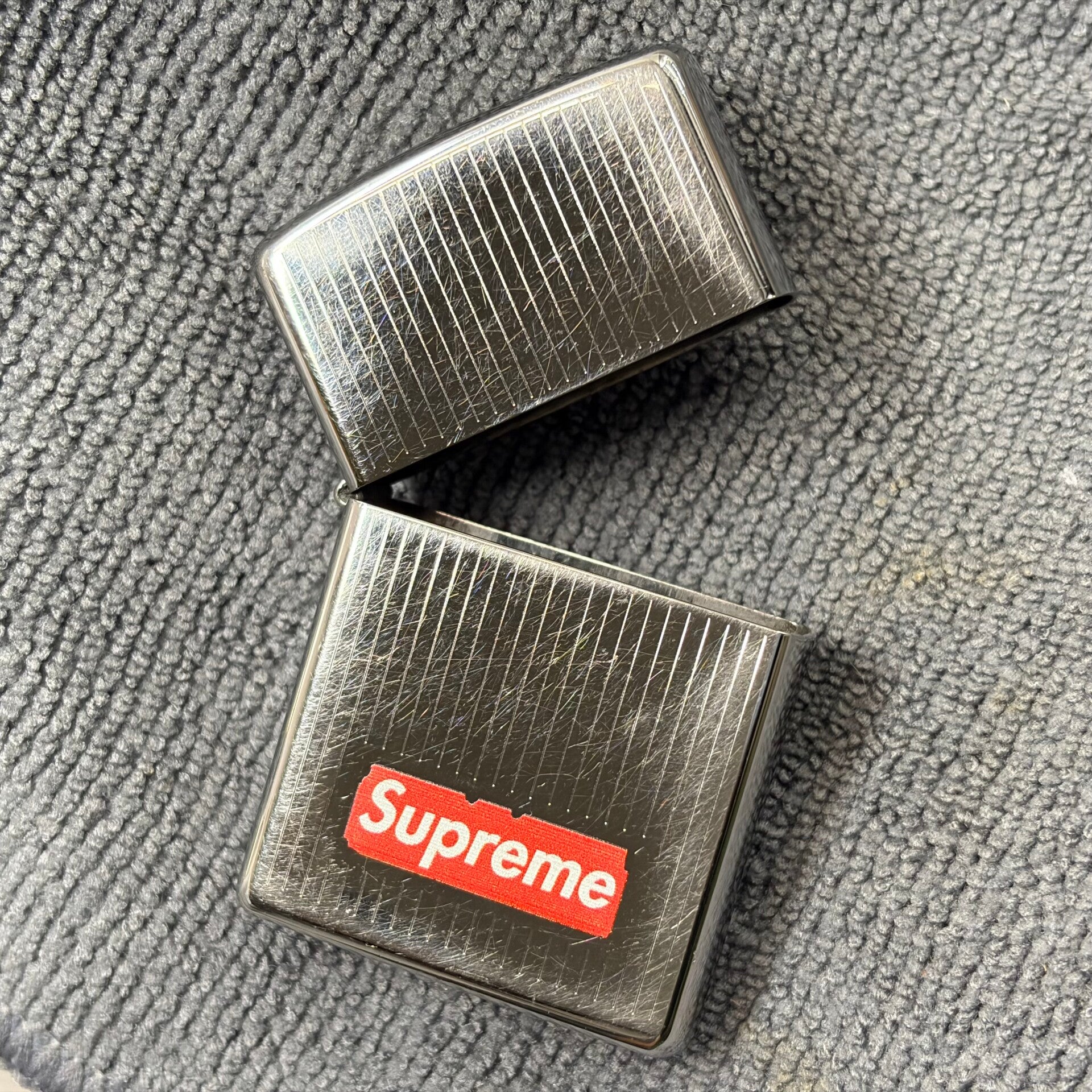 Supreme Engraved Stripe Box Logo Zippo Lighter FW15 | Chrome Finish | Japan Import