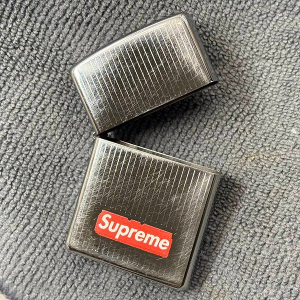 Supreme Engraved Stripe Box Logo Zippo Lighter FW15 | Chrome Finish | Japan Import