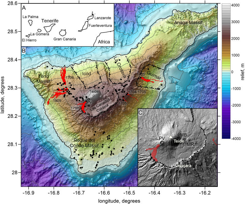 tenerife kaart vulkanen