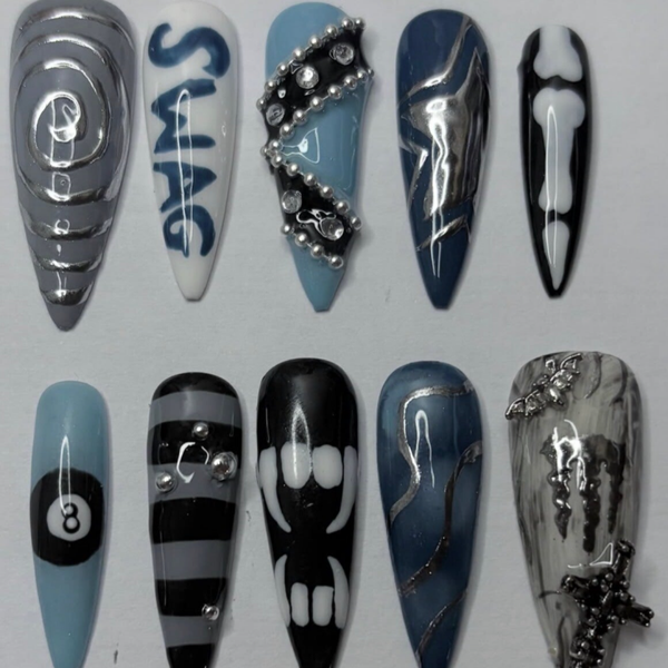 Blue alt Press on nails