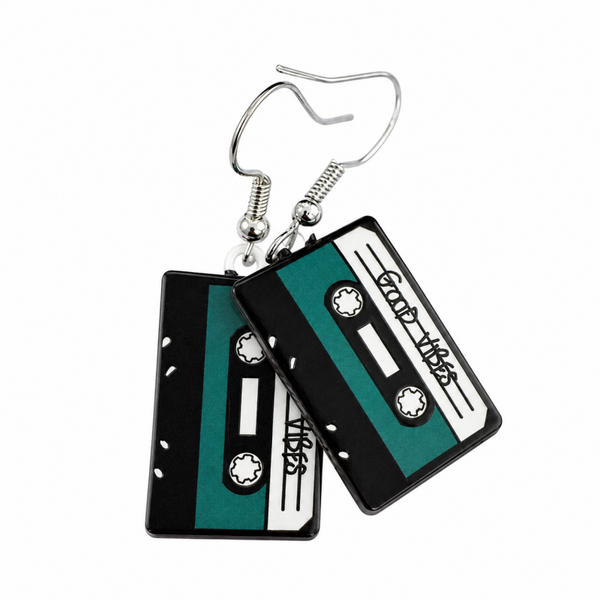 Oorbellen cassettebandjes groen