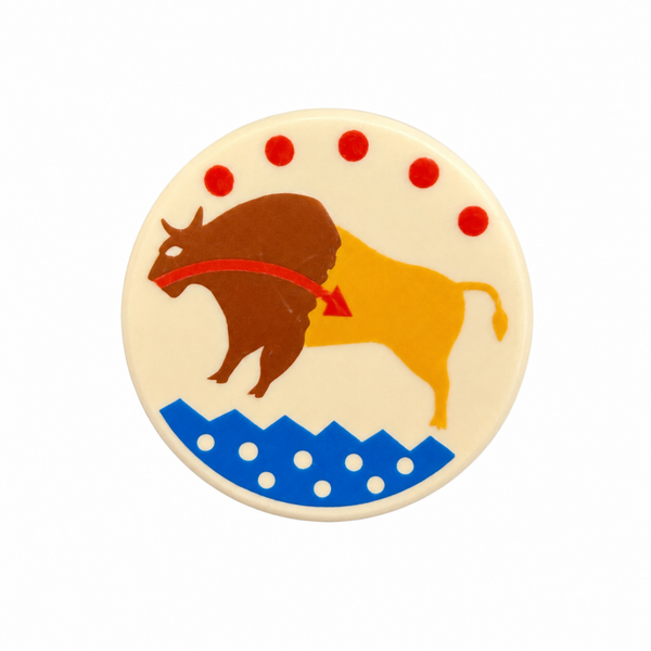 Rond schild met stiermotief