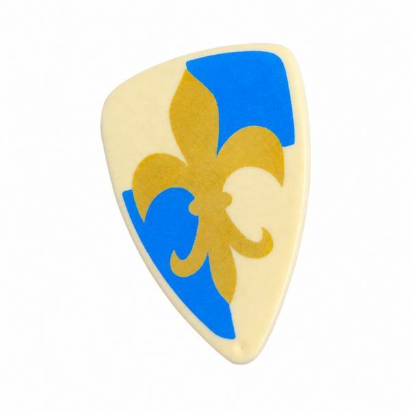 schild wit/blauw met gouden fleur-de-lis