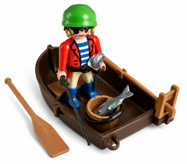 Piraat met roeiboot