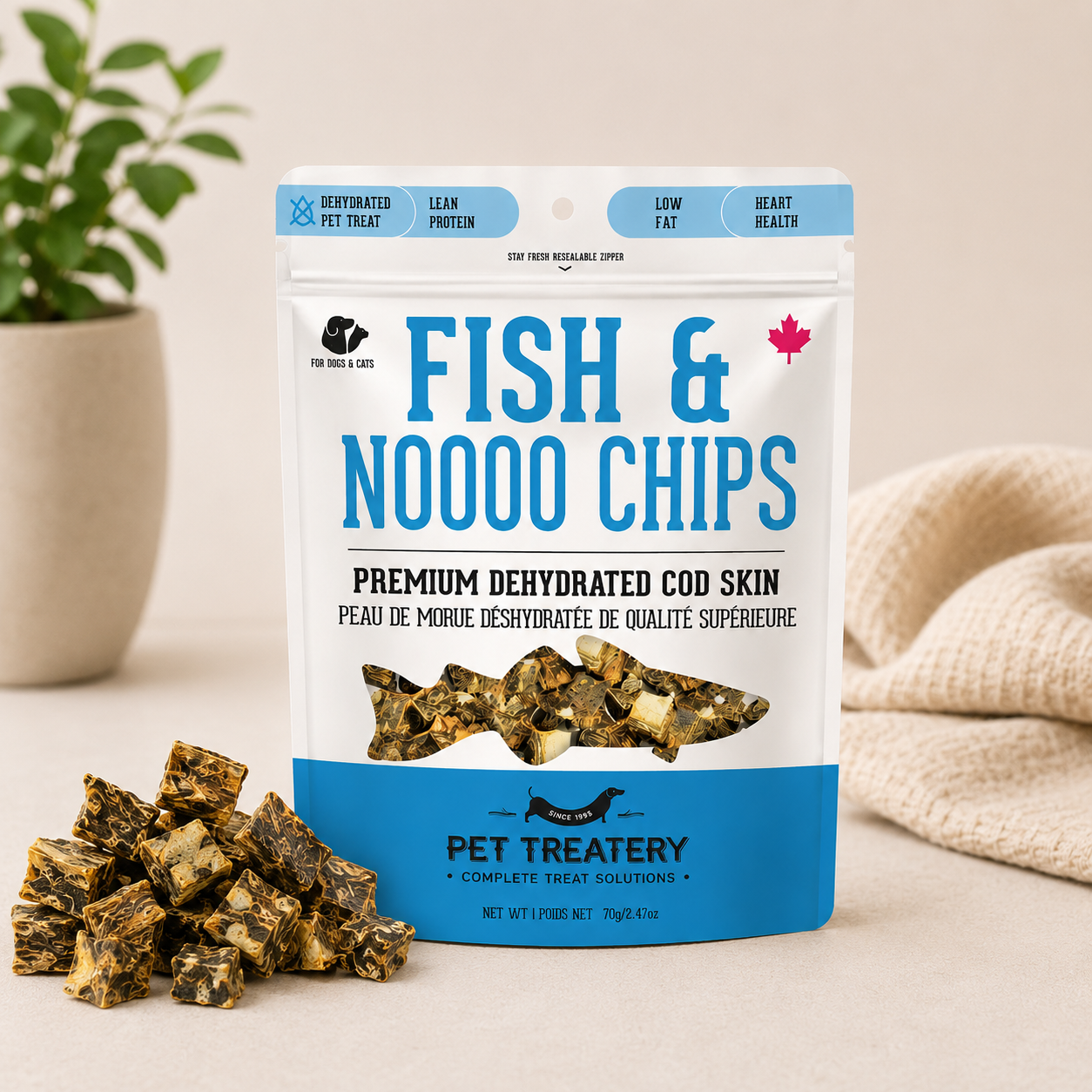 Cod Skin Treats for Dogs & Cats (Dehydrated)
