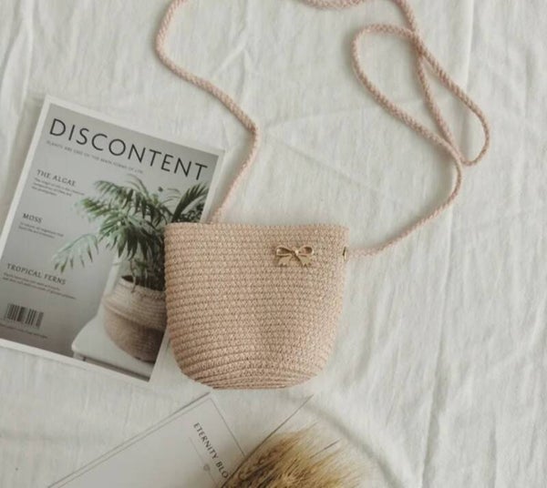 Tasje stro roze strik