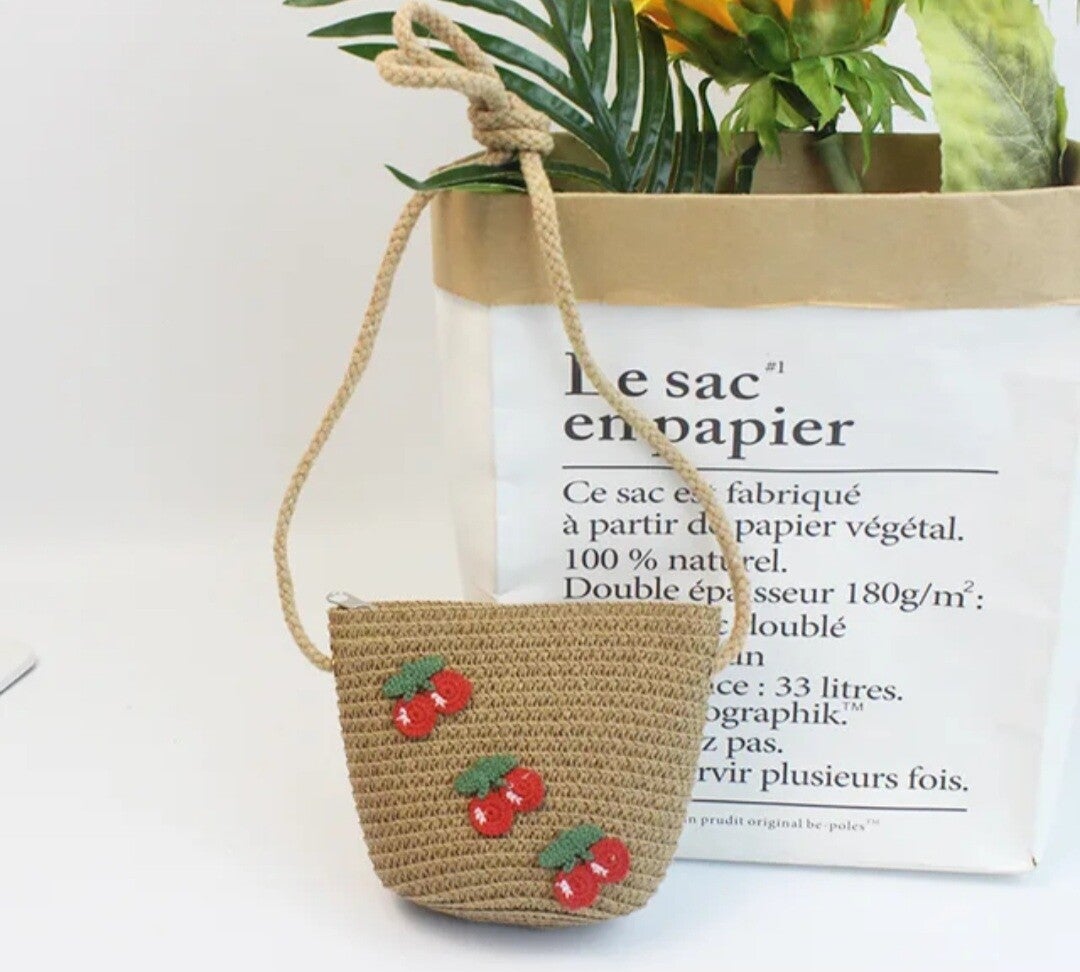 Tasje stro bruin kers