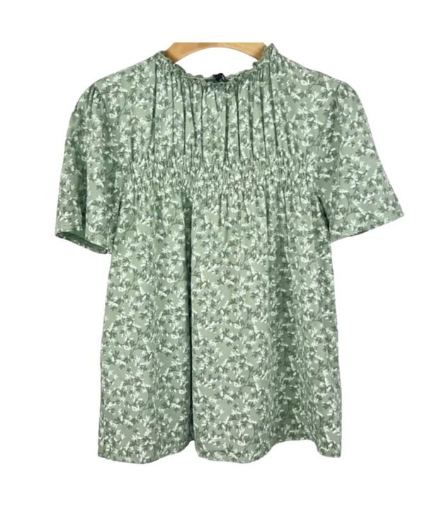 Blouse bloemetjes groen