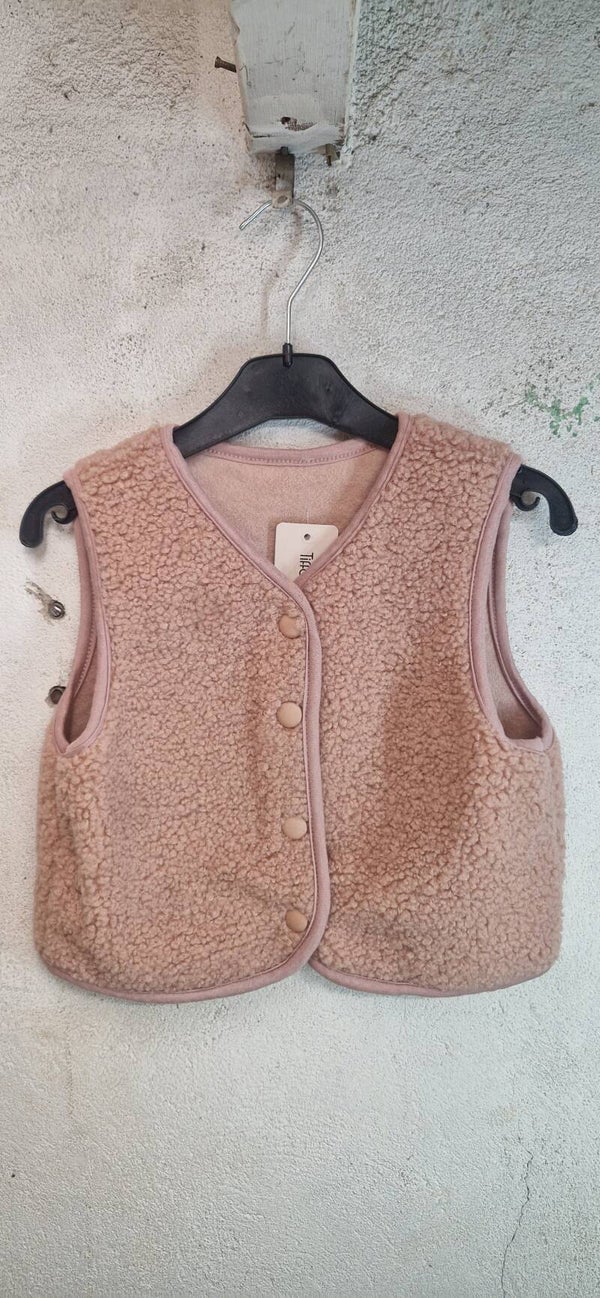 Teddy gilet roze