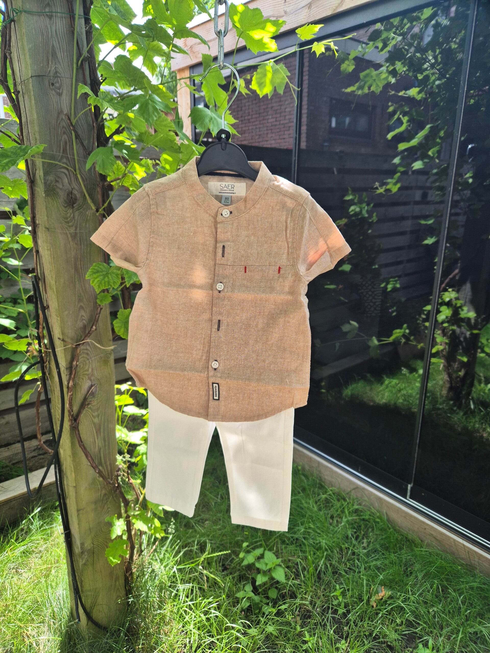Beige korte mouwen overhemd